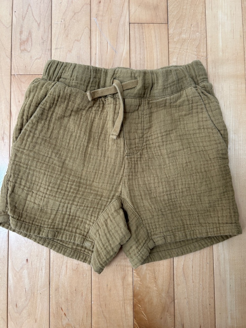 Rylee + Cru Mustard Gauze Drawstring Shorts